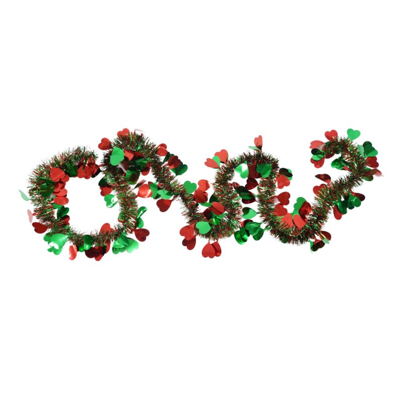 Beteala Craciun, Flippy, verde-rosie, cu model de inimioare, marimea 2 m x 9 cm x 9 cm, material folie PVC, interior-exterior