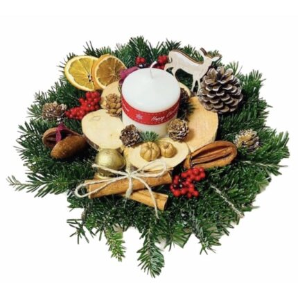 Aranjament Craciun cu Lumanare si Pourpurri, Eventissimi, Multicolor