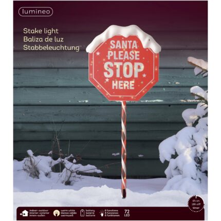 Decoratiune cu LED Santa Stop Lumineo, 31x5.8xH81 cm, 72 LED, lumina alb cald, plastic