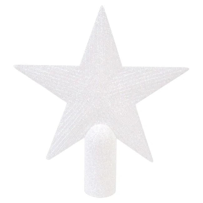 Varf pentru Brad Nyland® Stea Alba Irizata Glitter 15cm