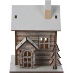 Casuta decorativa cu LED alb-cald House, 9x8xH11.5 cm, lemn