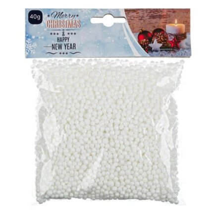 Zapada Artificiala Decorativa de Craciun Shopiens®, Alba Perle Mici, 40g