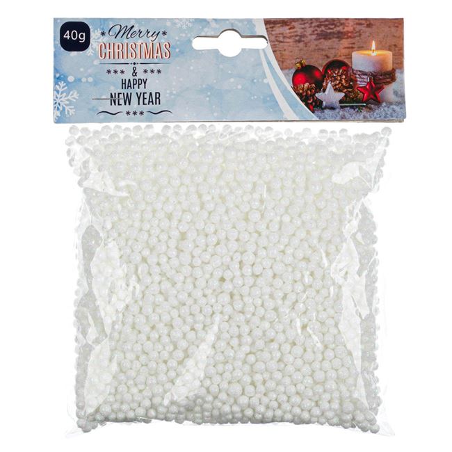 Zapada Artificiala Decorativa de Craciun Shopiens®, Alba Perle Mici, 40g