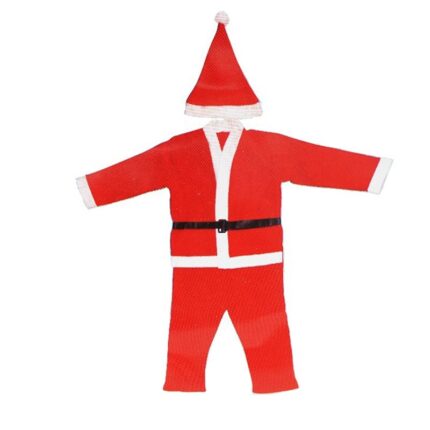 Costum Mos Craciun, IDei, varsta 4-7 ani, set 4 piese, material textil, alb-rosu