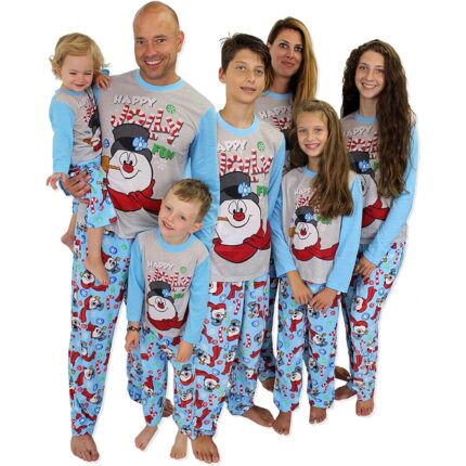 Set Pijamale Craciun Familie, Imprimeu Om de Zapada, Maneci Lungi, Multicolor