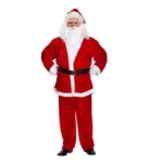 Costum complet Mos Craciun, catifea, 6 piese, manusi incluse, FamousKids®, marime universala