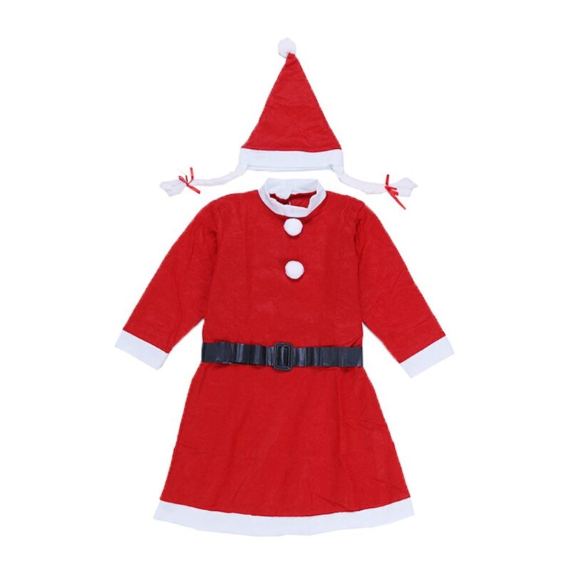 Costum craciunita pentru fata 10-12 ani, 3 piese polar, rosu