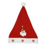 Caciulita de Mos Craciun, Flippy, cu model de Mos Craciun si ornament fulg de nea, rosie, marime universala, material textil
