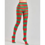 Dres dama pentru costum elf, spiridus, cu dungi late rosu cu verde, marime universala