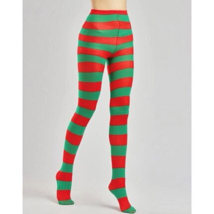 Dres dama pentru costum elf, spiridus, cu dungi late rosu cu verde, marime universala