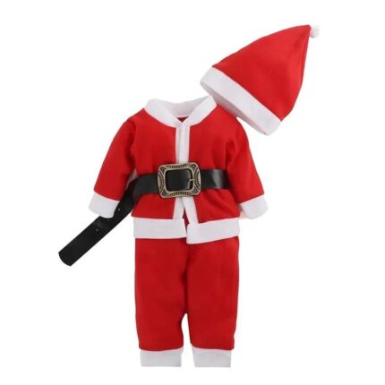 Costum cu tematica de Craciun MOS CRACIUNELUL FERICIT pentru copii/baietei, ERAKIDS, 9 ani (134 cm), Rosu/Alb