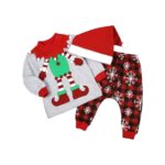 Costum cu tematica de Craciun SPIRIDUSUL CRACIUNULUI pentru copii/baietei, ERAKIDS, imprimeu "Spiridus", 6-9 luni (69-74 cm), Gri/Rosu