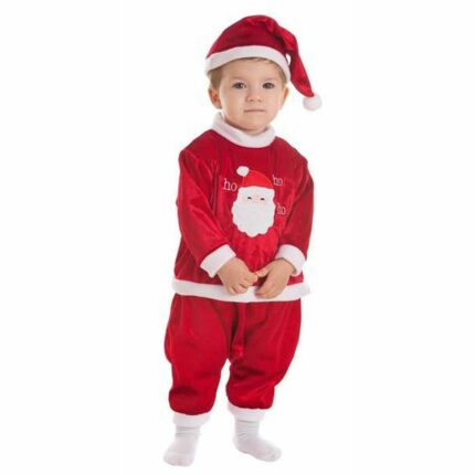 Costum pentru copii Mos Craciun, BigBuy Carnival, rosu, 1-2 ani, include palarie si salopeta