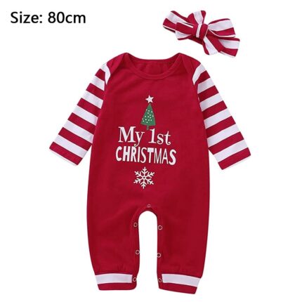 Costum Craciun Cozevdnt, bumbac, rosu, 80cm