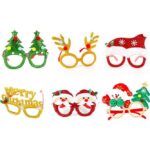 Set de 6 perechi Ochelari Decorativi Craciun, Handmade, Multicolor, 14x14cm