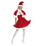 Costum Craciunita, 2 piese, catifea, pelerina si caciula, marime L, FamousKids®