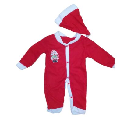 Salopeta cu tematica de Craciun CRACIUNELUL FERICIT pentru copii, ERAKIDS, 6 luni (69 cm), Rosu/Alb