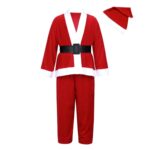 Costum copii Mos Craciun Baiat, 6 - 8 ani, 4 piese, Catifea, Seretec Solutions HN00001
