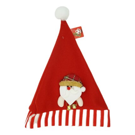 Caciulita de Mos Craciun, Flippy, cu ornament de Mos Craciun, rosie, marime universala, material textil