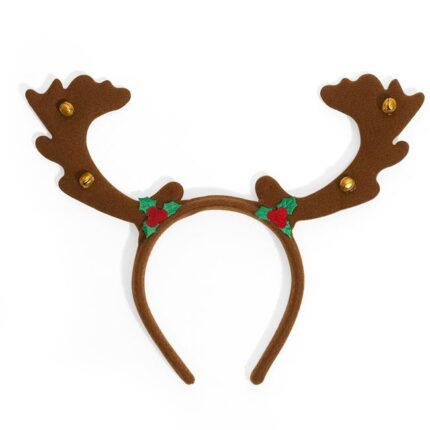 Bentita de Craciun pentru par Coarne Ren cu Clopotei Shopiens®, 14 cm