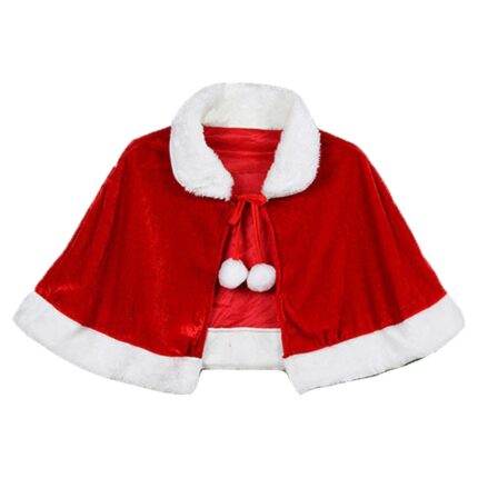Costum Craciun Cozevdnt, Pelerina cu Dantela si Pompoane, Multicolor