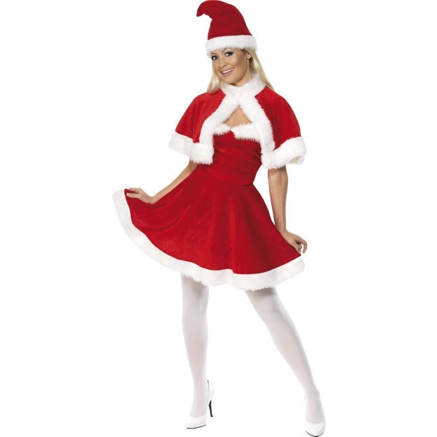 Costum craciunita adulti deluxe cu pelerina si caciula L