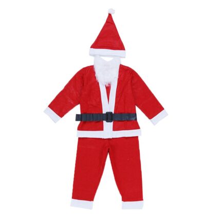 Costum mos craciun pentru baiat 7-9 ani, 5 piese polar, rosu