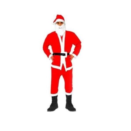 Costum Mos Craciun pentru barbati, 5 piese, Alb/Rosu