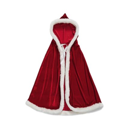 Pelerina de Craciun pentru femei, cu gluga, rosu, costum de Mos Craciun