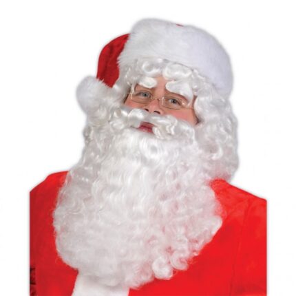 Set peruca si barba Mos Craciun cu sprancene albe
