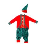 Costum de Spiridus, Catifea, Baiat, 10-13 ani, Verde brad