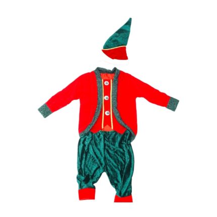 Costum de Spiridus, Catifea, Baiat, 10-13 ani, Verde brad