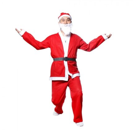 Costum Craciun, 5 piese, Mos Craciun, Rosu/Alb