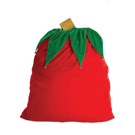 Sac Mos Craciun de catifea cu clopotei
