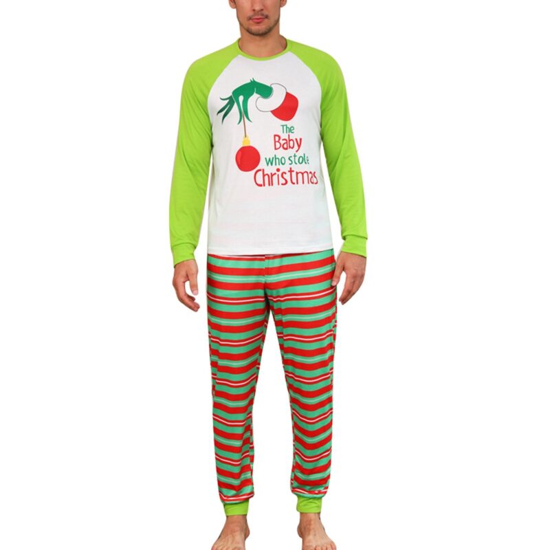Set pijamale de Craciun pentru cuplu, AMRINUGL, imprimeu festiv, elastic la talie, multicolor, marimea L
