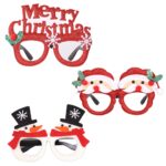 Set de ochelari de Craciun, AMRINUGL, model cu Mos Craciun si om de zapada, rosu-verde, 3 bucati