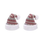 Set 2 caciuli sezon Craciun model 3 gri cu rosu
