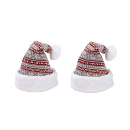 Set 2 caciuli sezon Craciun model 3 gri cu rosu
