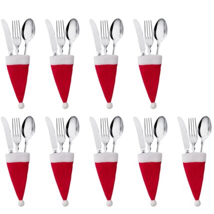 Set mini caciulite Mos Craciun, QttvbTna, 10 bucati, rosu