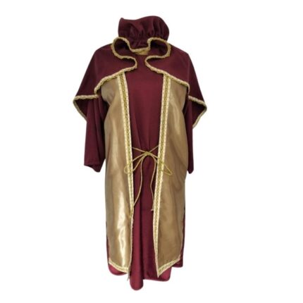Costum de rege mag pentru copii, de Craciun, grena/auriu, 7-8 ani, 128-134 cm