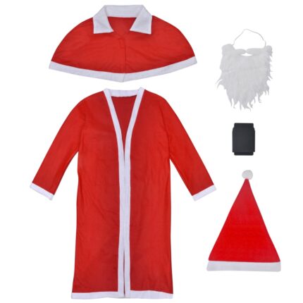 Costum Mos Craciun, Zakito Europe, set 5 piese, rosu si alb, marime universala
