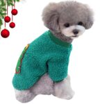 Costum Craciun QttvbTna pentru animale, model ren, lana, verde, M