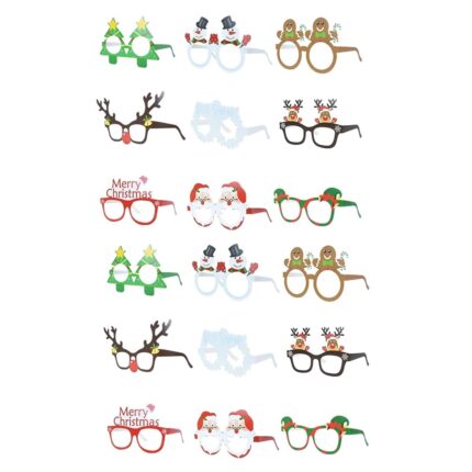 Set 18 ochelari de Craciun, QttvbTna, multicolor, 16x10.5cm