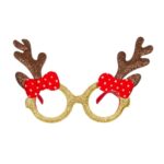 Ochelari de Craciun Ren Glitter Fundite Rosii, AKS121, Multicolor