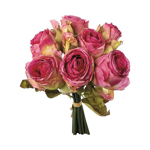 Buchet Artificial Trandafiri H 29 Cm Roz Inchis