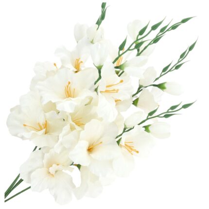 Set Flori artificiale, Dekolo.pl, Gladiole, Alb/Verde, 5 fire
