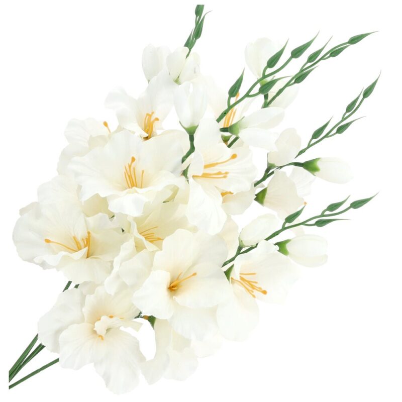 Set Flori artificiale, Dekolo.pl, Gladiole, Alb/Verde, 5 fire