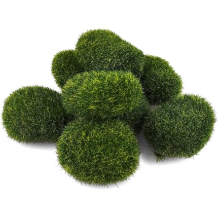 Set 8 pietre decorative acoperite cu muschi artificial Netuno, Verde
