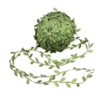 Banda decorativa frunze, Poliester, 20m, Verde