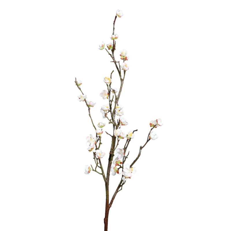 Crenguta de cires artificiala cu flori albe, inaltime 70 cm